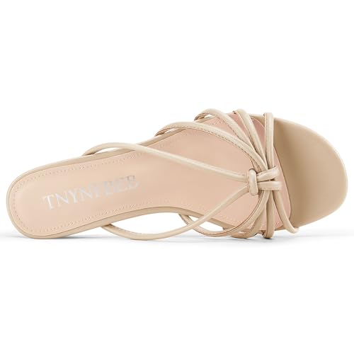 Image of TNYNFBEB Womens Sandals Mules Low Kitten Heel Open Toe Shoes Slip-on Slingback Prom Party Dress Summer 1.4 Inches Heels