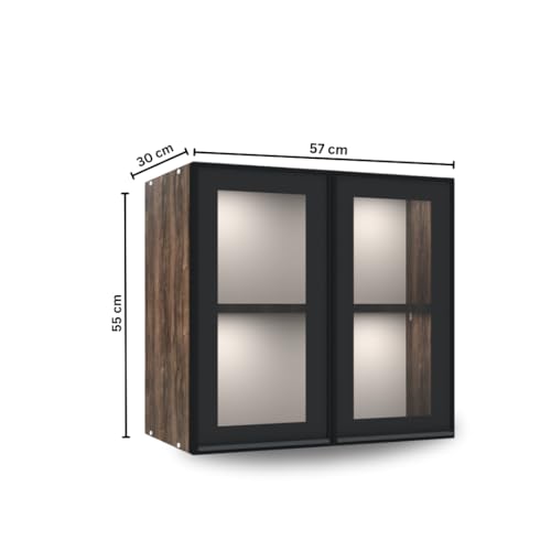 Image of SPECIALITY PANELS Multipurpose Cabinet with Modern Elegance Tinted Glass Wall Cabinet, Space Organizer for Office /Kitchen in (Cochwood Brown, 2 Glass Shutter)