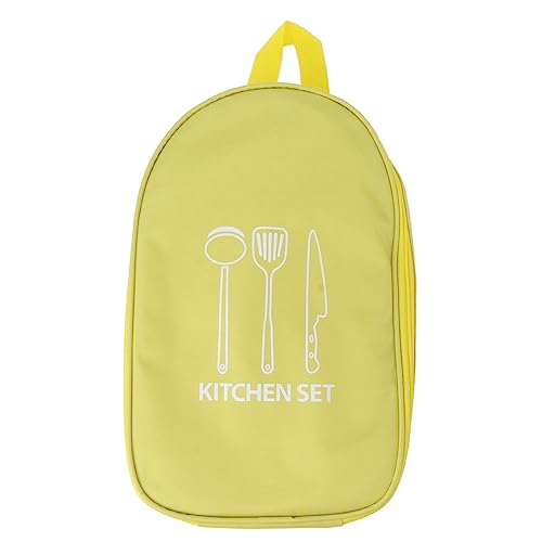 Beufee Camping Kitchen Organizer, Camping Utensil Bag Camping Cookware Storage Bag with Handle for BBQ Camp Cookware Kitchen Kit (Yellow)