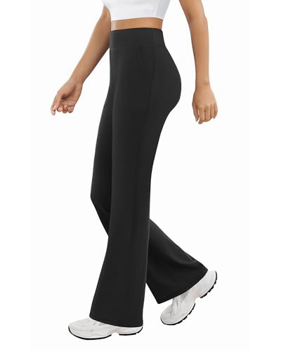 Womens Yoga Pants High Waisted Flare Leggings with Pockets Bootcut Lounge Workout Bell Bottom Trousers