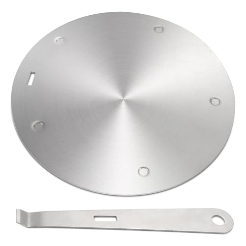 WJMY Plaque d'adaptation à induction Ø 16 cm, plaque à induction pour casseroles normales, en acier inoxydable, avec poignée amovible, plaque d'adaptation...