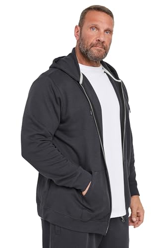 Big & Tall Men's Zip Through Diamond Quilted Hoodie Pullover Sweatshirt Grey