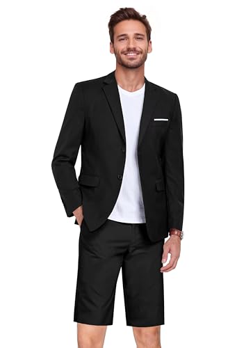 Men's 2 Piece Suit Slim Fit Business Tuxedo Suit with Short Pants Summer Wedding Short Suits for Men