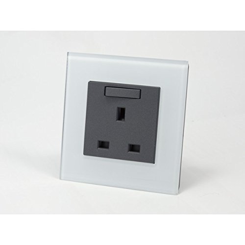 I LumoS AS Luxury White Crystal Glass Frame Wall Plug UK 13A Amp
