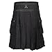 Fashion Utility Kilt Black with Removable Chains & Apron Scottish Outfit Higlander Kilt Traditional Clothing Wedding Dress (US, Numeric, 48, Regular, Regular, Red & Black)