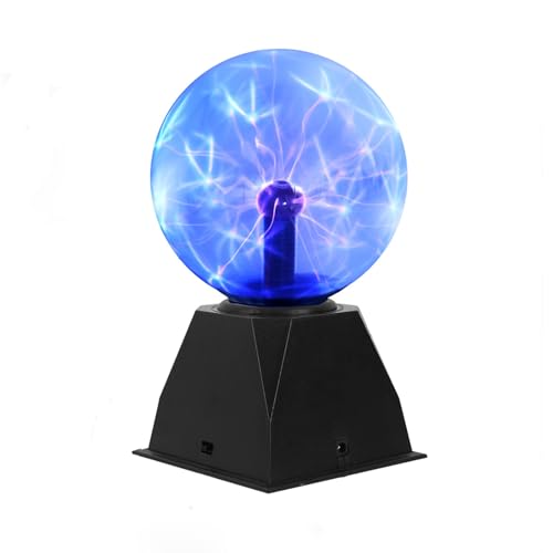 Pheashine Bola de Plasma Lámpara, 6 Pulgadas Luz de Bola de Plasma Sensible al Tactily al Sonido Plasma Mágica Azul para Decoración Creativa, Vacaciones, 220V