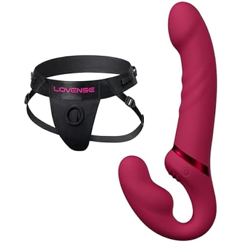 LOVENSE Lapis Strapless Strap on Dildos Double-Ended G Spot Vibrator Adult Toy for Couple Pegging+LOVENSE Harness Belt for Lapis Strapless Strap-On