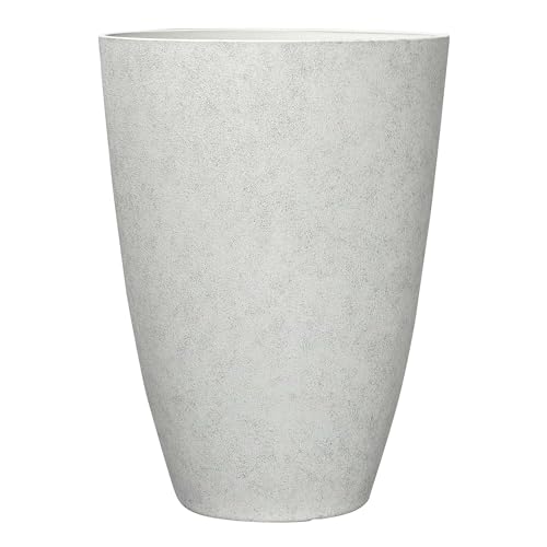Sabel Landmaschinen & Gartengeräte GmbH Pot de fleurs Ø 41 x H 56 cm Faux Conctrete White, pour intérieur et extérieur, 49 litres, 100 % plastique recyclé