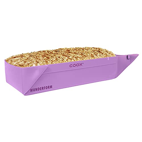 coox WUNDERFORM L in lilas, die erste faltbare Kastenform, platzsparende Backform aus hochwertigem Silikon Cover