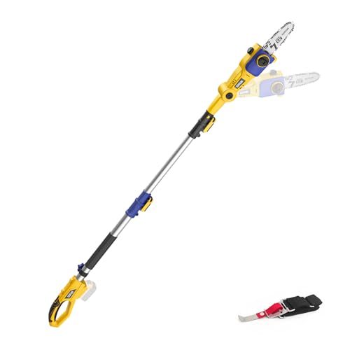 DDKUN Cordless Telescopic Pole Saw 8.6-inch for Dewalt 20V Battery, 14 Ft MAX Reach Electric Pole Saw Automatic Oiling, Tool-Free Tension,for Tree Trimming, Pruning Branches(Tool Only)