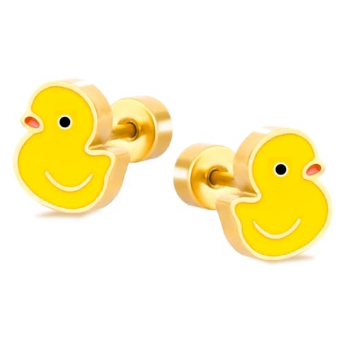 Duck Stud Earrings, Duck Earrings Studs Stylish Animal Jewelry Gifts for Woman Sensitive Ear