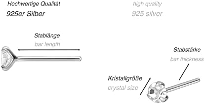 PIERCINGLINE - Set Di 3 Piercing Da Naso In Argento Sterling 925, Con Cristalli Rotondi, Pieghevole, Set A Scelta, Argento, Zirconia Cubica - Foto 4