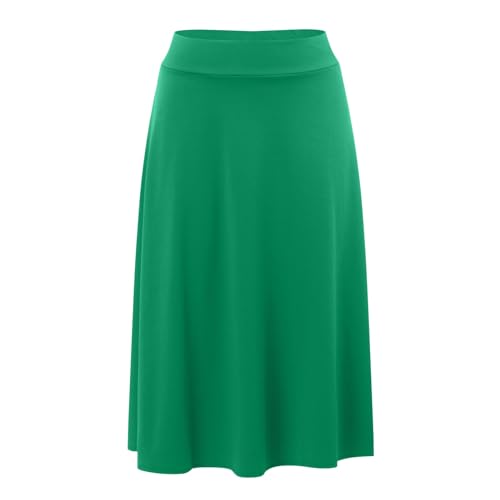 Women's Summer Boho Flowy Midi Skirt Lightweight Casual High Waisted Flared A Line Pull On Work Knee Length Skirts