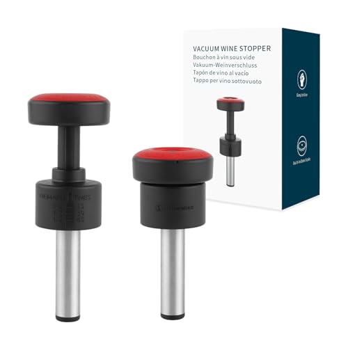 KITCHENDAO 2-in-1 Vacuum Wine Stopper, Built-in Wine Saver Pump with Date Marker, Wine Sealer Corks to Keep Fresh, Reusable Wine Preserver, Easy to Release, Set of 2