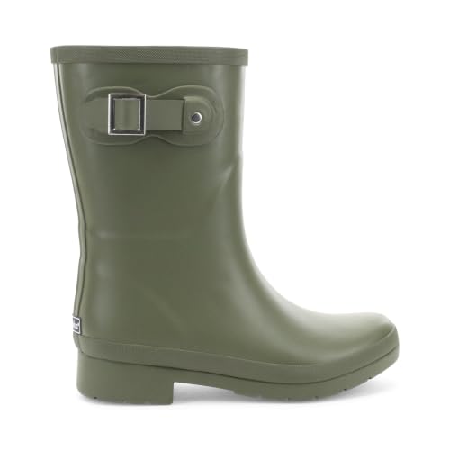 Image of Chooka Women's Waterproof Mid-Height Faux Fur Lined Pull-On Rain Boot | Ladies street style rubber boots, cozy plush interior, built for puddles, comfort insole, styled for every wet rainy day