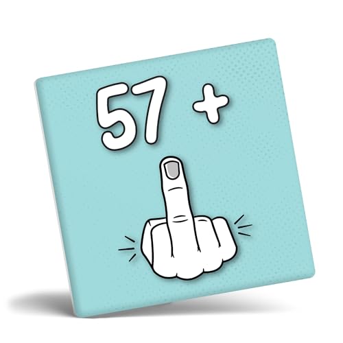 Mug Monster - Tazza per 58° compleanno, con scritta "I Am 57 + 1, regalo per 58 anni, tazza da caffè in ceramica, regalo per uomini o donne, extra large e gigante, sottobicchiere