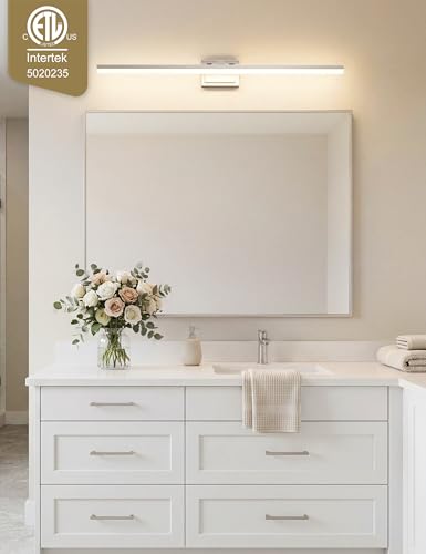 Image of VOLISUN Modern Bathroom Vanity Light 39.4 inch, Rotatable, 34W Dimmable 5CCT Led Bathroom Light Fixture Over Mirror, Brushed Nickel Bar Vanity Light for Bathrooms Mirror Restroom-ETL Certificated