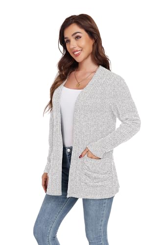Image of GRECERELLE Womens Long Sleeve Lightweight Open Front V-Neck Casual Cardigan Sweaters Outerwear with Pockets 2025, S-2XL