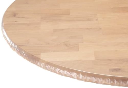 Yourtablecloth Heavy Duty Clear Vinyl Round Fitted Tablecloth (Table Cover) Elasticized Tablecloth Great for Protecting Your fine Tables and Table Linen 30” by Yourtablecloth - Used condition - US$17.52