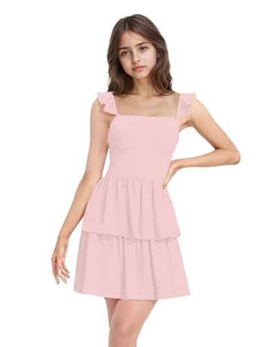 Short Junior Bridesmaid Dresses Chiffon Flower Girl Dress for Wedding Tiered Ruffles Girls Formal Dress3