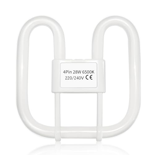 Akynite GR10q 4-Pin CFL Bulb 28W Daylight White 6500K, 2000LM, Compact Fluorescent 4 Pins Light Bulb, AC 220V, 1 Pack (fit for 28W Ballast)