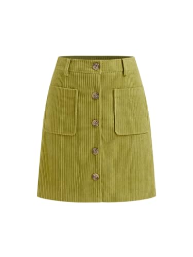 CIDER Womens Corduroy A Line Mini Casual Skirt Button Down with Pocket 2025 Fall