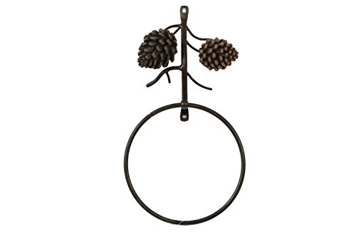 Dennis East International 25621 Metal Country Pinecone Towel Ring, 6-Inch