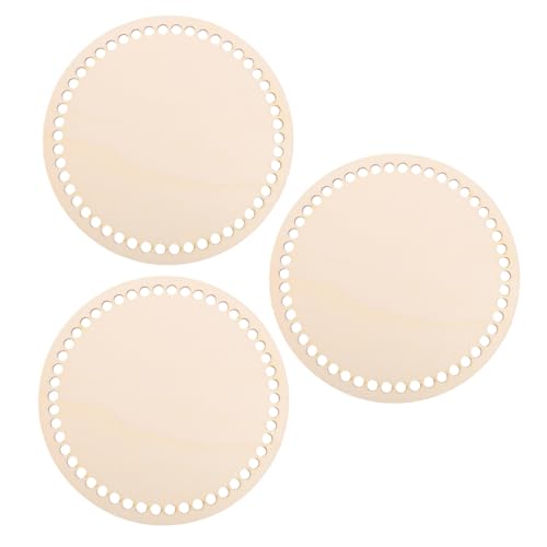 LALAFINA Crafts Wooden Base Round Knitting Wooden Base Weaving Basket Bottom Holes Compact and Portable for Projects