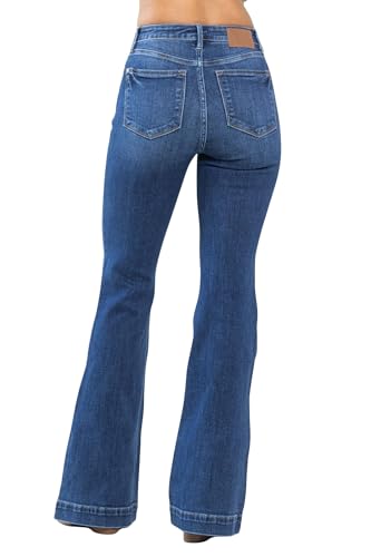 Judy Blue Women's High-Rise Wide Trouser Hem Flare Jeans3
