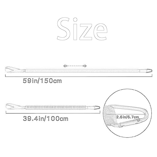 RNXRZANK 2xFishing Pole Holder Elastic Paddle Leash 39in-59in Kayak Paddles Fishing Rods Premium Lightweight Surfing Lanyard Tie Rope Accessories