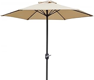 Guarda-sol redondo de jardim, guarda-chuva externo com manivela, UPF 50+ e à prova d'água, guarda-chuva de mercado para gramado, jardim, deck, quintal, piscina, 2m