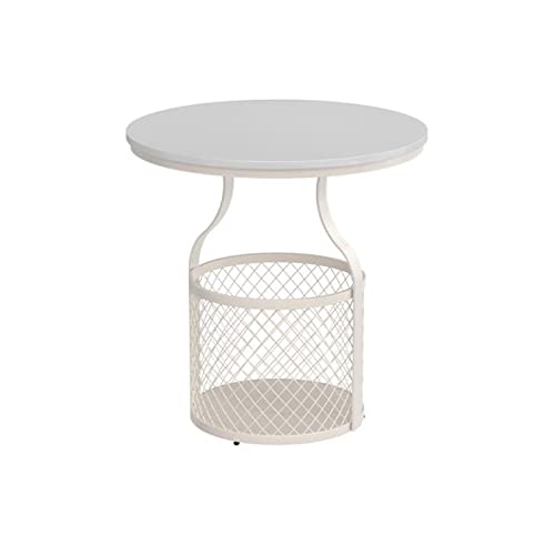 Petite de chevet blanche et table basse ronde en métal pour optimiser le rangement des studios - 2