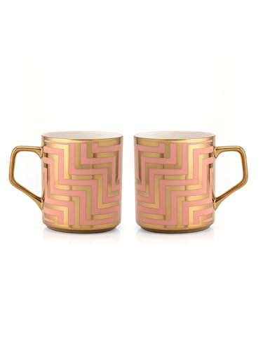Image of Clay Craft Fine Ceramic Gold Printed Coffee /Tea Cups Set of 6-200 ml, Ceramic Tea Cups, Tea Cup Set of 6, Mugs for Coffee, Cups Set of 6, Mug Set, Ideal for Gifting, Perfect for Home and Office