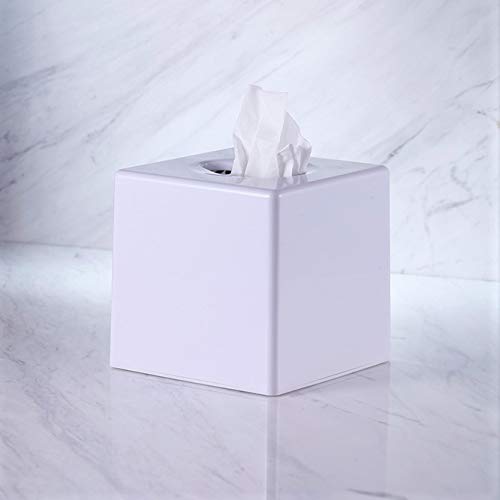 VINN DUNN BESPOKE CUBE Tissue Dispenser white, Square Tissue Box Cover Holder Kleenex Napkin Holder Bathroom Organizer Stand -Plastic ABS