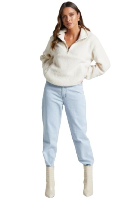 Stylish Winter Wear Long Sleeves White Fur Crop Sweatshirt for Women-picture-12