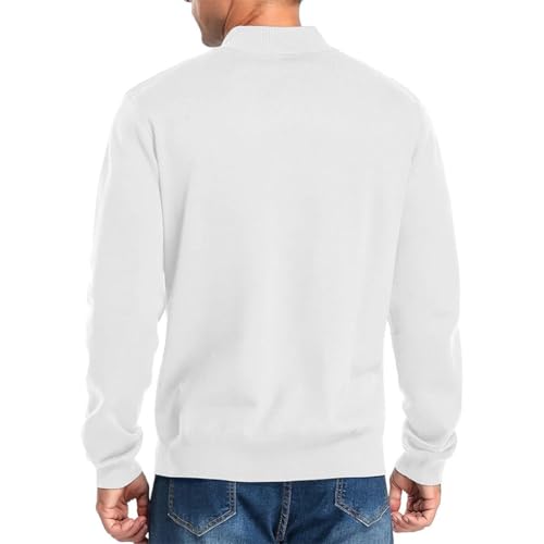 Men's Solid Color Half Zipper Knitted Pullover V-Neck Warm Simple Bright Color Wool Knitted Sweater3