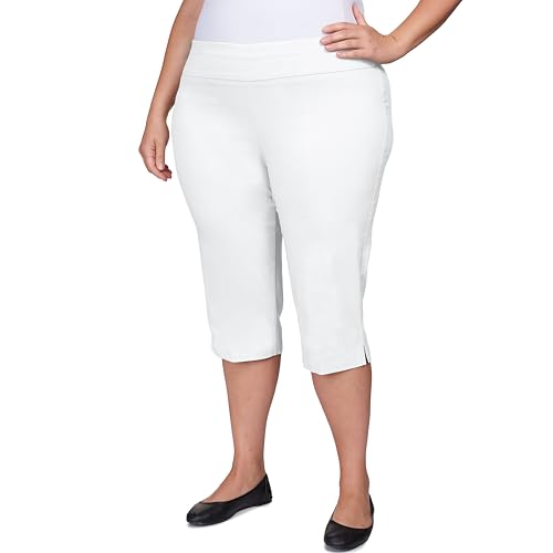 Ruby Rd. Womens Womens Plus-Size Mid-Rise Pull-on Straight Solar Millennium Tech Clamdigger with Side Splits3