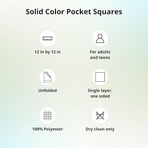 Image of tiemart Solid Color Pocket Squares for Men | For Suits, Perfect for Wedding Parties, 12 x 12 inch / 30 x 30 cm