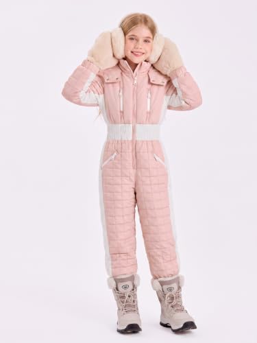 Image of Haloumoning Kid Snowsuit Girls Hooded Waterproof Insulated Ski Suit