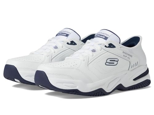 Skechers Men's Durham Hands Free Slip-in Sneaker,White/Navy,9 Extra Wide