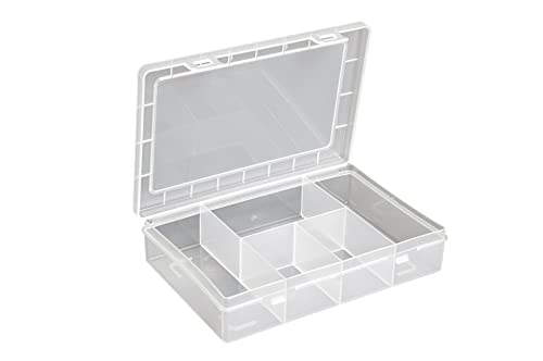 hünersdorff Sortimentskasten PP-Eco Mini mit 5 Fächern | stabile Sortierbox für Schrauben und andere Kleinteile | feste Facheinteilung | transparent, Durchsichtig