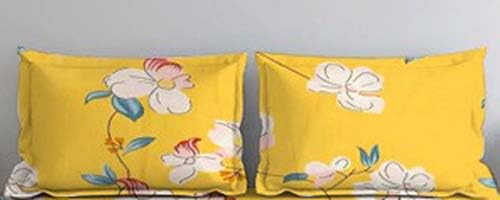 Trendy Golden Super Soft Glace Cotton Printed Two King Size Pillow Covers, Pillow Cases Size- 45 x 70 cm || 18" x 28 ", 255 TC, Yellow Floral, 2 Pcs-image-8