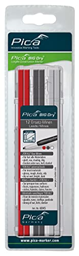 Pica Big Dry Marker Pen Pack of 12 Pencil Refills Graphite White Red 6045 - Thumbnail 2