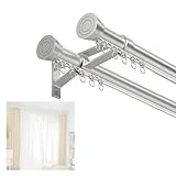 Poleas de aluminio de 2 capas para colgar en la pared, sin ruido, disponibles en 2,5 m a 6 m, ideal para sala de estar, dormitorio, oficina, color gris, 2,40 m