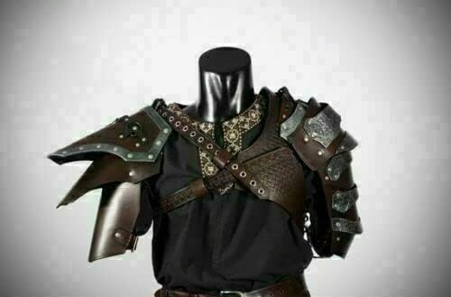Arnés de gladiador LARP medieval de cuero genuino para hombre, para cuerpo y hombro, color marrón