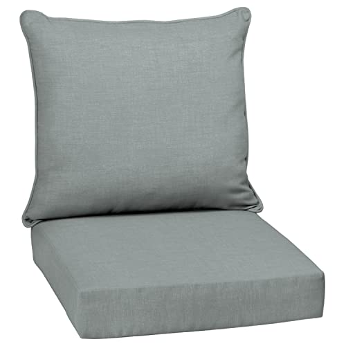 Image of Arden Deep Seat Outdoor Chair Cushion Set, 24 in x 24 in, Weather-Proof, Rain-Proof, Fade Resistant Patio Cushion Set for Chair, Sofa, and Couch Stone Grey Leala