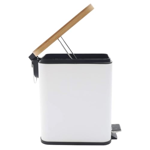 Caneca de basura rectangular de 5L con tapa blanca