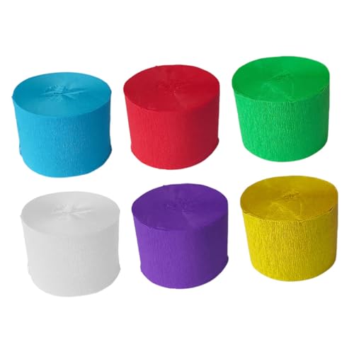 Beatifufu Wide Selection Crepe Paper Rolls 6 Rolls for Party Decorations Birthday Celebration Wedding Streamers