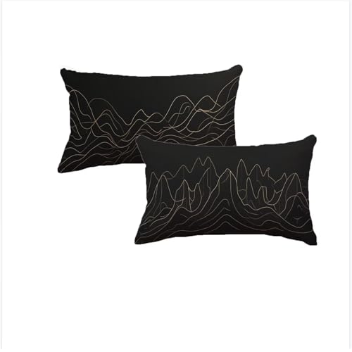 Housse de coussin design géométrique noir lin de qualité supérieure