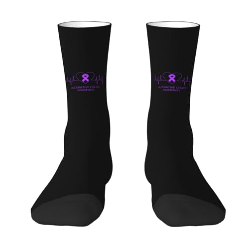 Ulcerative Colitis Awareness Moisture Wicking Crew Socks Athletic Half Calf Socks Unisex Novelty Design Comfortable Breathable5